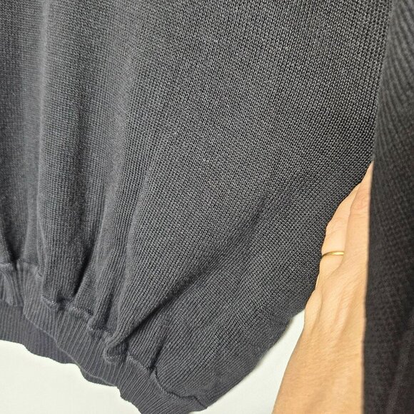 Vintage St. Croix Knits Black Sweater M Geometric Design Ultra Suede Accents‎ - Picture 6 of 7